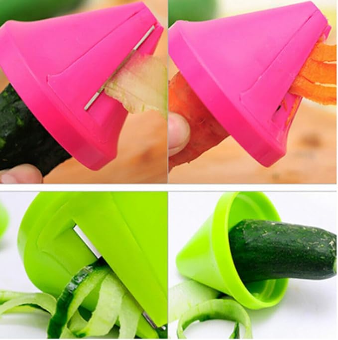 2Pcs Spiralizer Vegetable Slicers,Handheld Spiralizer Vegetable Fruit Spaghetti Zucchini Noodle Maker Grater Slicer Cutters,Kitchen Gadget Funnel Carrot Radish Cutter Shred Slicer Spiral Tools