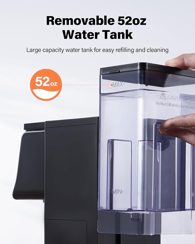 Coffee Maker Hot & Iced With Bold Setting,Single Serve Coffee Maker For K Cup And Grounds，52 Oz Removable Water Tank,6-14 Oz Brew Sizes,One Cup Kcup Coffee Machine With Reusable Filter,(Black)