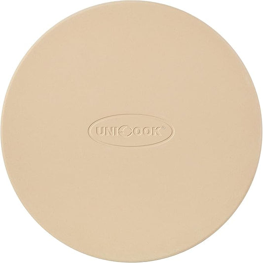 Unicook Round Pizza Stone 12 Inch, Cordierite Bread Baking Stone for Oven and Grill, Thermal Shock Resistant, Including Dough Scraper