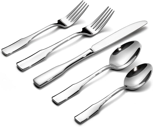 Alata Kate 40-Piece Silverware Set,Service for 8,Stainless Steel Flatware Set,Mirror Polished Cutlery Set,Dishwasher Safe
