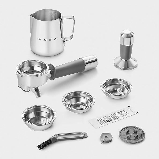 Smeg EGF03 Semi-Automatic Espresso Machine with Built-In Grinder, Dual Thermoblock, 50’s Retro Style – Pastel Green (120 V)