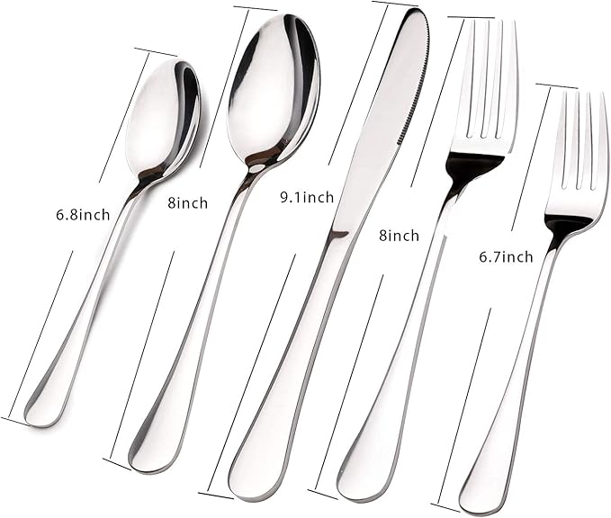 Silverware Set for 8, 40 Piece Heavy Duty Stainless Steel Flatware Utensils Cutlery Set Including Steak Knife Fork and Spoon, Dishwasher Safe, Gift Package for Wedding Housewarming
