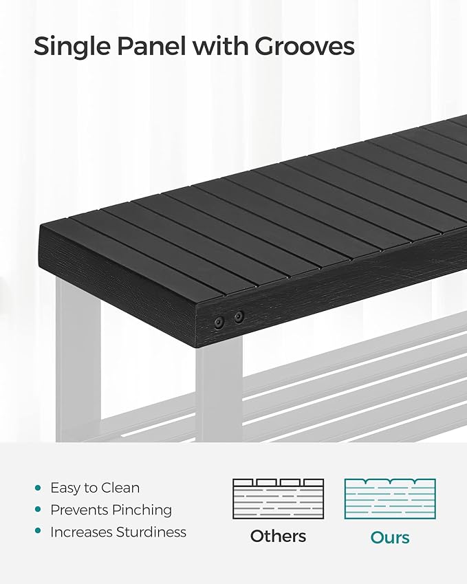 SONGMICS Shoe Rack Bench, 3-Tier Bamboo Shoe Storage Organizer, Entryway Bench, Holds Up to 286 lb, 11.3 x 27.6 x 17.8 Inches, for Entryway Bathroom Bedroom, Ink Black ULBS04H