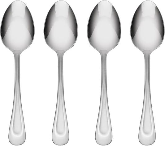 Oneida Satin Sand Dune Everyday Flatware Dinner Spoons, Set of 4, 18/0 Stainless Steel, Silverware Set, Dishwasher Safe