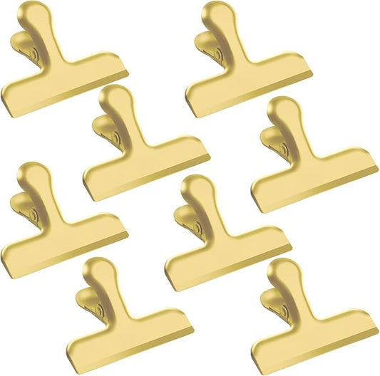 Funfery 24 Pack 3 Inch Stainless Steel Gold Chip Clips Strong Bag Clips Large Clip for Food Packages,Metal Kitchen Food Clip for Snack Home&Office Paper Heavy Duty