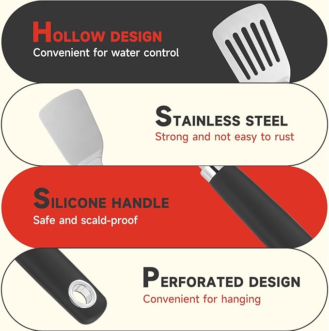 2 Pcs Stainless Steel Spatulas Set,14.2 Silver Slotted Turner, Solid Turner, Kitchen Cooking Utensils Set, High Heat Resistant, Grilling Frying Serving Food, Easy to Clean