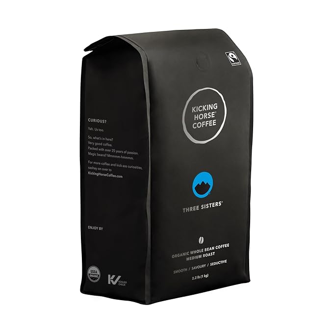 Kicking Horse Coffee, Three Sisters, Medium Roast, Whole Bean, 2.2 Pound - Certified Organic, Fairtrade, Kosher Coffee