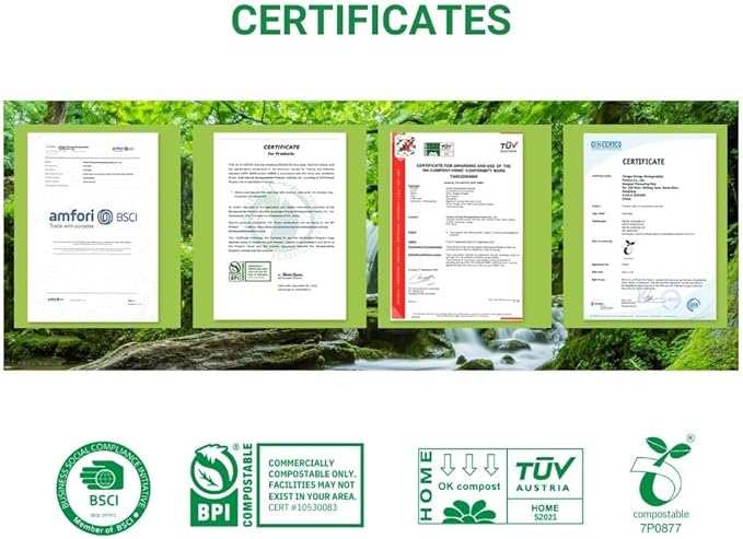 OrangeBio Certified Home Compostable Produce Bags, 250 Count, 14 x 18 Inches, Hold Up to 14 Lbs, ASTM D6400, EN 13432, US BPI & Europe OK Compost Home Certified