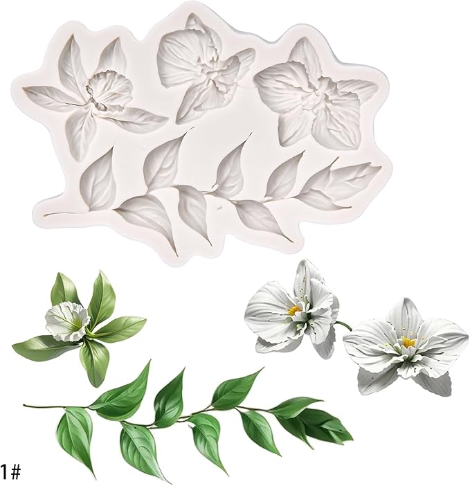 (Four-piece set) leaf flowers, floral, rose flowers, DIY silicone mold, cake chocolate mold wedding cake decoration tool soft cake mold