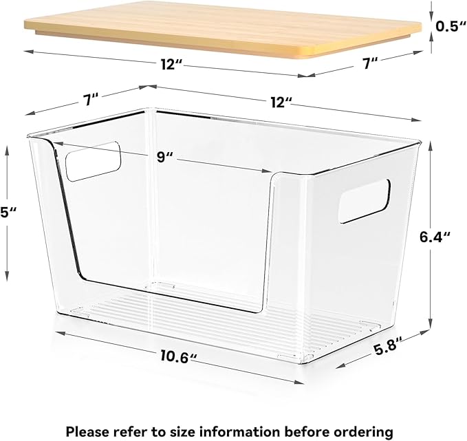 4-Pack Stackable Potato & Onion Storage Bins with Ventilated Design & Removable Dividers - Eco-Friendly Bamboo Vegetable Containers for Pantry, Kitchen Countertop - Garlic, Veggies, Produce Organizer