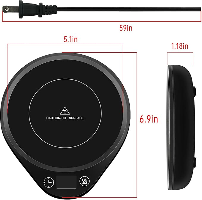 Coffee Mug Warmer, Quick Heating, Autoshut-Off,Featuring 3 Temperature Settings and 2-12 Hour Programmable Timer, Suitable for Office, Travel, Corporate Gift