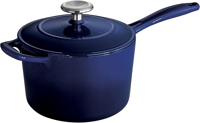 Tramontina Bestow Enameled Cast Iron Sauce Pan with Lid, 2.5-quart, Blue