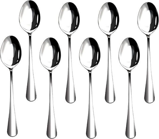 8 Pieces Heavy Duty Teaspoons Set,6.8" Tea Spoons Silverware,Food Grade Stainless Steel teaspoons,Small Spoons for Home, Kitchen, Restaurant,Mirror Polished and Dishwasher Safe