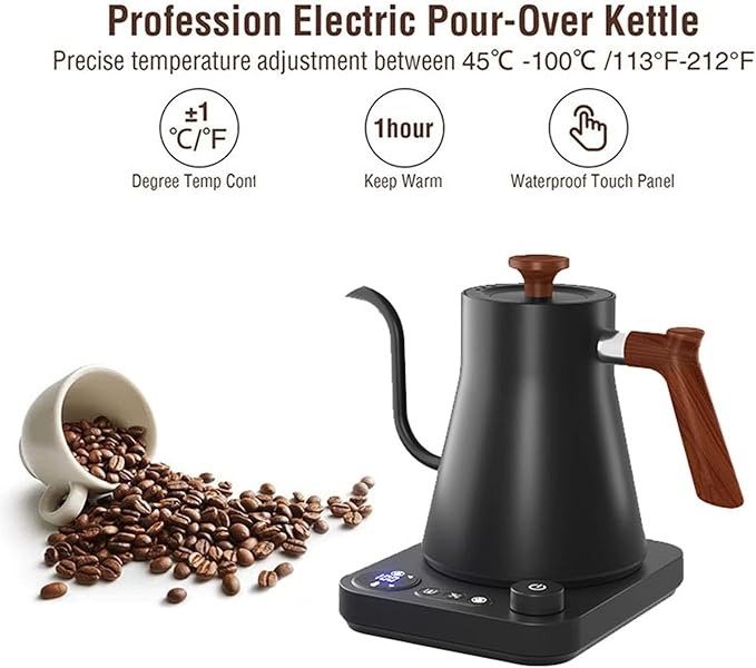 Smart Temperature Control Gooseneck Electric Kettle - Professional Pour-Over Coffee & Tea Maker with Fast Boil