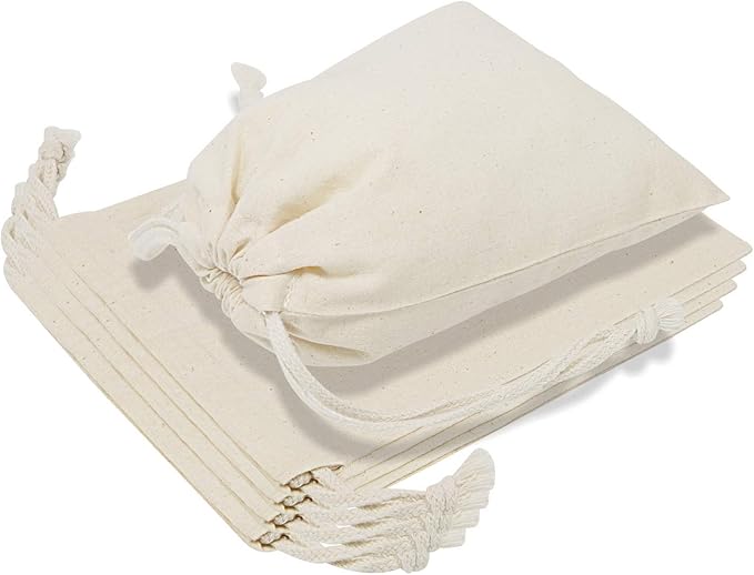 TOPDesign 8-Pack 12” x 14” Reusable Produce Bags, Muslin Bags with Drawstrings for Shopping & Storage, 100% Natural Cotton, Washable, Biodegradable, Food Safe