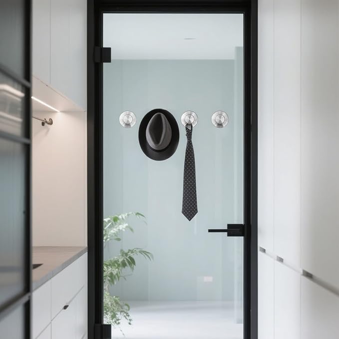 4 Pcs Suction Cup Hook for Shower，Removable Hooks，Towel Hooks，Suction Hooks for Bathroom, Bedroom, Glass Window (Silver)