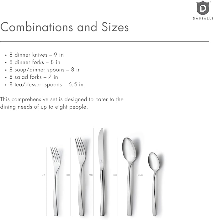 Modern Sleek Silverware Set - 18/10 Stainless Steel Flatware Set for Elegant Dining - Dishwasher Safe Cutlery Set - Built to Last Commitment (40-Piece)