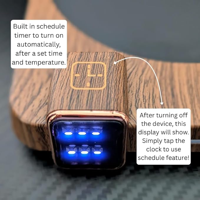 Hot Drink Beverage Warmer. Coffee, Milk, Tea, Cappuccino, Mocha, Candles, Dial Tempreture and Digital Display. Desk, Office, Workplace. 105F- 176F. 4 Hour shutoff, 1-12 Hour Schedule. (Walnut)