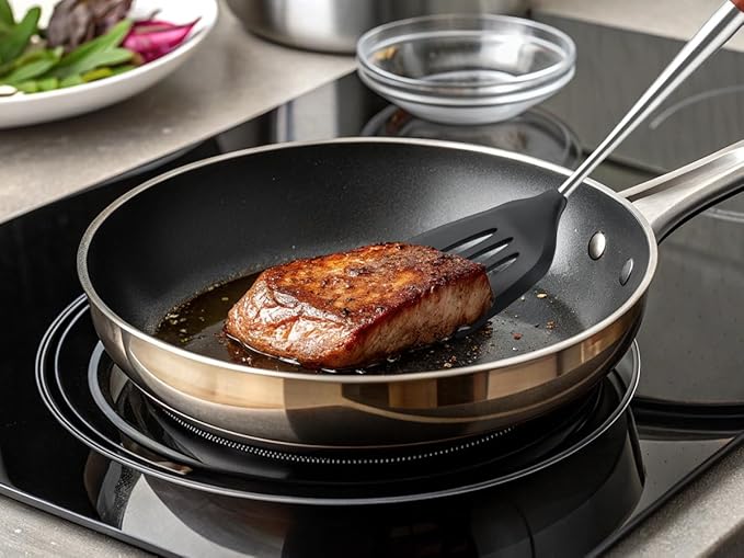 FJNATINH Silicone Spatula and Turner Set - Slotted Spatulas,Non Stick Heat-Resistant Cooking Utensils BPA Free Kitchen Utensils Cookware Wooden Handle (Walnut Handle-Spatulas 2PCS)