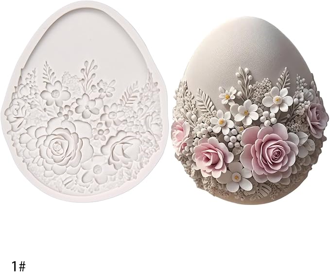 (Three-piece) Floral Easter Egg, Rabbit, Bowknot Fresh Flower Easter Egg, DIY Silicone Mold, Cake Chocolate Mold Wedding Cakeoration Tool Marshmallow Cake Mold