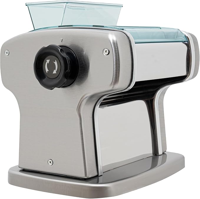 Electric Pasta Maker, Tabletop Automatic Noodle Machine with Practical Brush, Powerful Stainless Steel Fresh Pasta Dough Roller with Power Switch 9 Gears, for Home Use 110V 135W