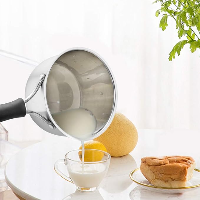 TeamFar Saucepan with Lid, 2 qt Sauce Cooking Pot Milk Pan Stainless Steel, Professional with Long Heatproof Handle for Home Kitchen Restaurant, Healthy & Non Toxic, Multi-use & Dishwasher Safe