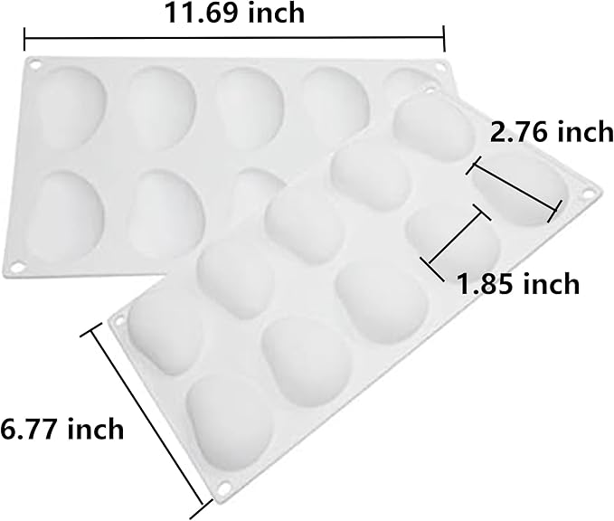 OCPO KITCHEN Mango Silicone Mold for Baking Mousse Cake, Fruit French Dessert, Pastry, Chocolate, Ice Cream, Cake Decoration Mold, 3D Mango Shape (10-Cavity)