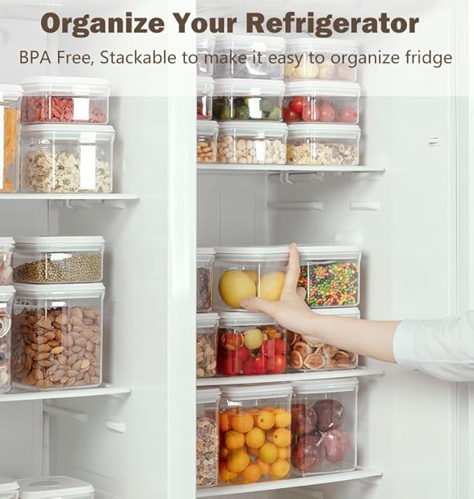 Large Pop Airtight Food Storage Containers Set with Lids, 4.2Qt Food Containers with Scoop, Kitchen Pantry Organization and Storage, BPA Free Stackable Cereal Container