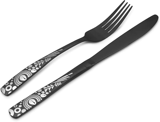 Matte Black Silverware Set, Bysta 40-Piece Stainless Steel Flatware Set, Kitchen Utensil Set Service for 8, Tableware Cutlery Set for Home and Restaurant, Dishwasher Safe, Satin Finish