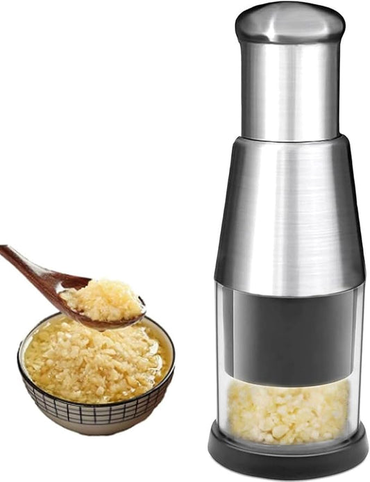 Manual Pressed Chopper, 2025 Upgraded Compact Mini Dicer Food Chopper,Functional Manual, Stainless Steel Hand Food Garlic Press for Mincing Garlic Press With black protective case
