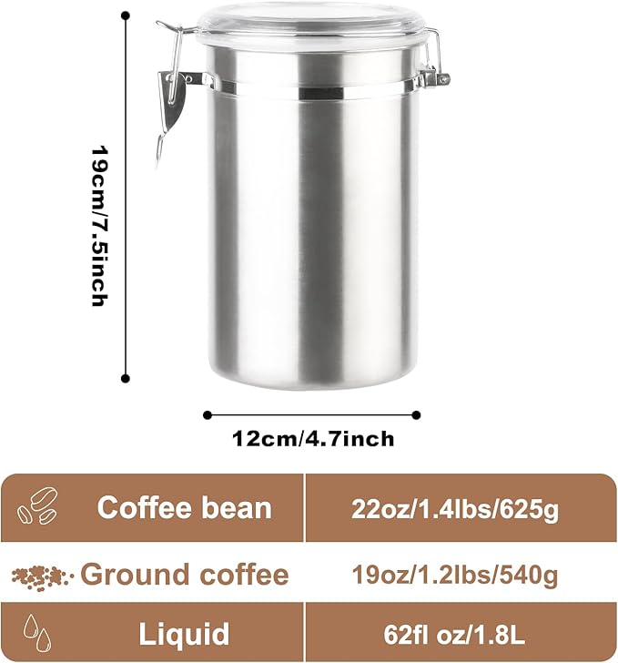 Stainless Steel Food Container with Clear Lids Airtight Container Stackable Small Canisters Kitchen Pantry Storage for Cereal, Snacks, Candy, Herbs, Spices, Sugar, Tea (1.8L Silver-2)