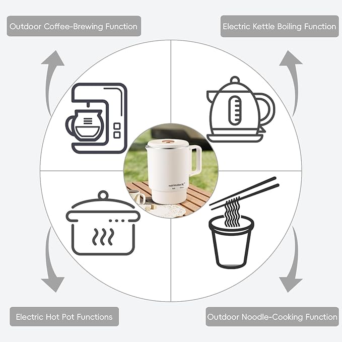 Premium Travel-Friendly Foldable Electric Kettle - 21oz Hot Water Boiler with for Coffee, Tea & Instant Drinks, Portable & Space-Saving Design for Camping, RV Trips & Hotel Stays, US Plug