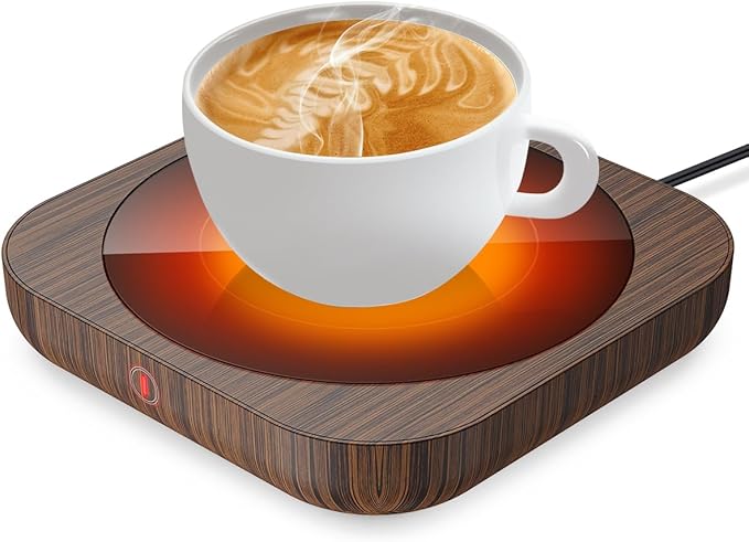 Coffee Mug Warmers for Desk with 3 Temperature Settings, Smart Coffee Warmer Plate for Heating Milk, Tea and Hot Chocolate (Wood)