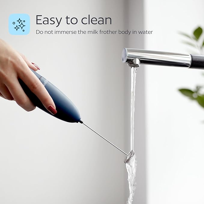 Milk Frother Handheld – Electric Foam Maker Wand with Stainless Steel Whisk – Battery Powered Mini Mixer for Coffee, Matcha, Lattes & Cappuccinos