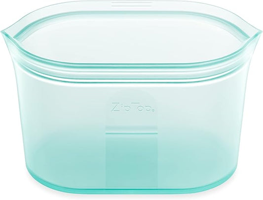 Zip Top Reusable Food Storage Bags | Large Dish [Teal] | Silicone Meal Prep Container | Microwave, Dishwasher and Freezer Safe | Made in the USA