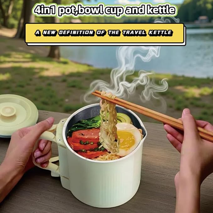 Premium Travel-Friendly Foldable Electric Kettle - 21oz Hot Water Boiler with for Coffee, Tea & Instant Drinks, Portable & Space-Saving Design for Camping, RV Trips & Hotel Stays, US Plug