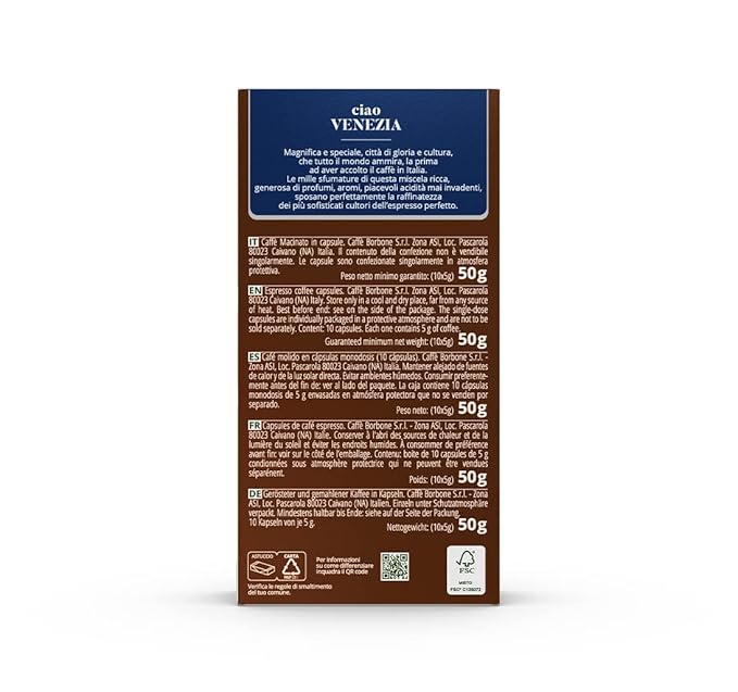 Caffe Borbone Aluminum Coffee Pods, Ciao Venezia, Medium Roast, Full-Bodied and Sweet, Genuine Italian Espresso - Compatible with Nespresso Original, NOT compatible with Vertuo - 100 Count