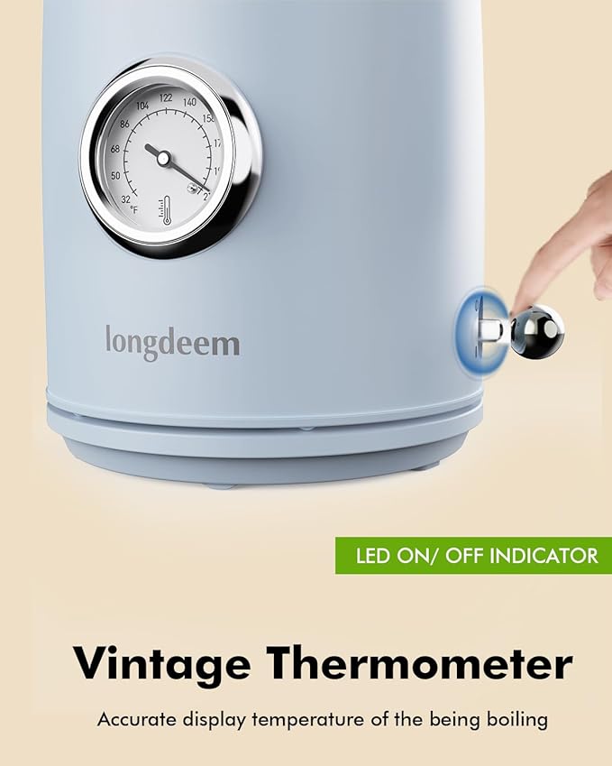 LONGDEEM 1L Small Electric Kettles Stainless Steel, Portable Travel Mini Hot Water Boiler Heater, Cool Touch Teapot, Auto Shut-Off & Boil-Dry Protection for Cooking, Business Trip and More, Blue