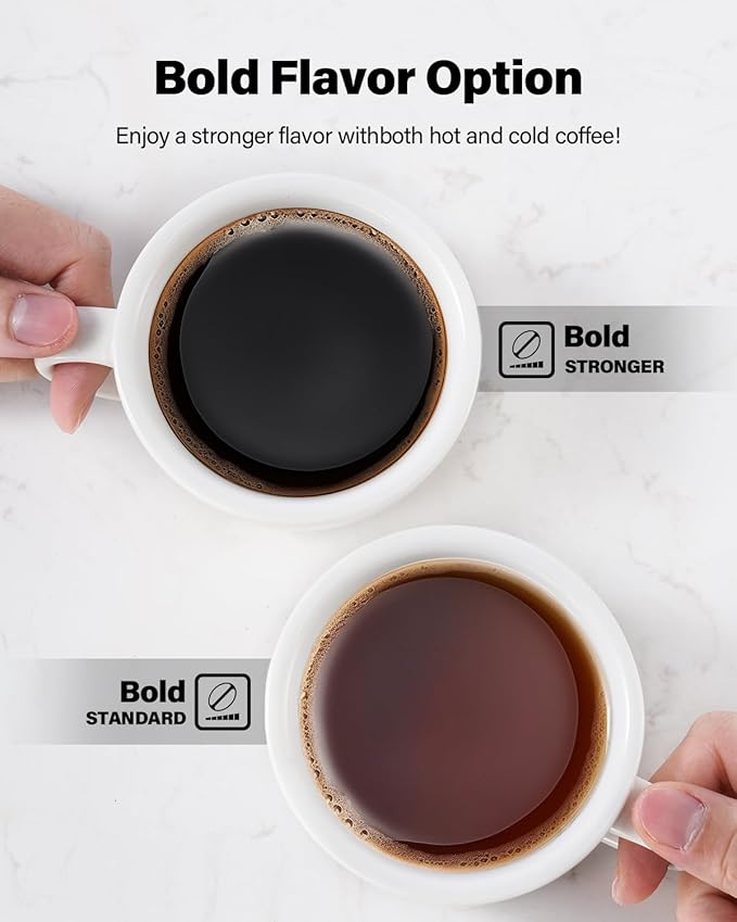 Coffee Maker Hot & Iced With Bold Setting,Single Serve Coffee Maker For K Cup And Grounds，52 Oz Removable Water Tank,6-14 Oz Brew Sizes,One Cup Kcup Coffee Machine With Reusable Filter, White