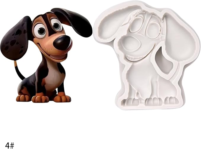 (Four-piece set) Cat with a hat, sitting elephant, sausage dog, DIY silicone mold, cake chocolate mold, wedding cake decoration tool, soft cake