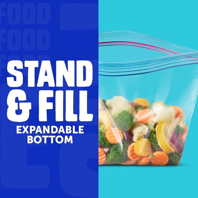 Ziploc Half Gallon Food Storage Freezer Bags, Grip 'n Seal Technology for Easier Grip, Open, and Close, 40 Bags Total