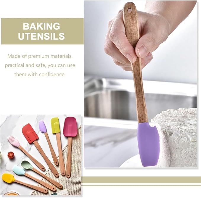 Luxshiny Multi-function Silicone Baking Tools Kitchen Utensils with Hanging Heat-resistant Spatulas and Spoons for Home Bakery Shop Use