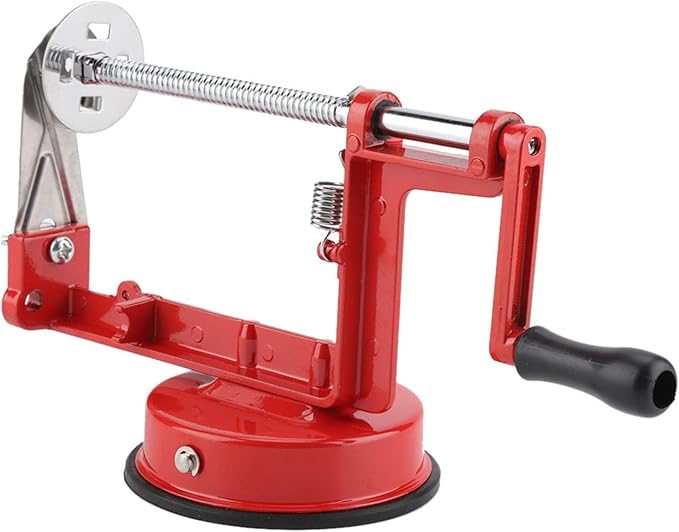 Potato Spiral Cutter, Twisted Potato Slicer Stainless Steel French Fry Cutter Hand Crank Curly Fries Potato Cutter with Suction Base for Potato