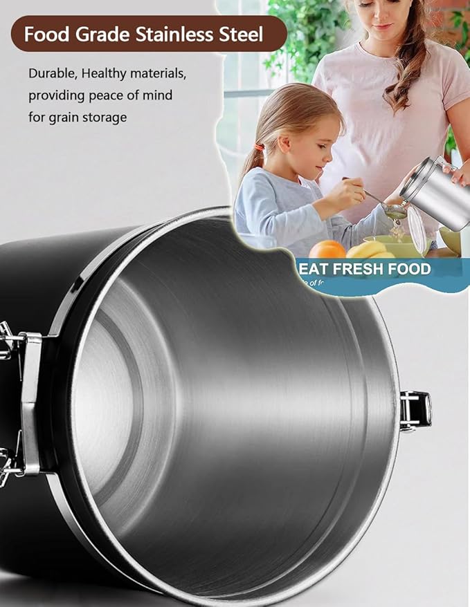 Stainless Steel Food Container with Clear Lids Airtight Storage Container Stackable Small Canisters Kitchen Pantry Storage for Cereal, Snacks, Candy, Herbs, Spices, Sugar, Tea (Black)