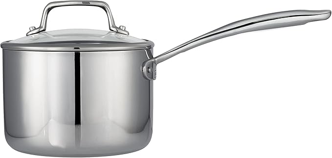 Tramontina Tri-Ply Clad Stainless Steel 2-Quart Small Sauce Pan with Glass Lid, Induction-Ready, Dishwasher-Safe, NSF-Certified