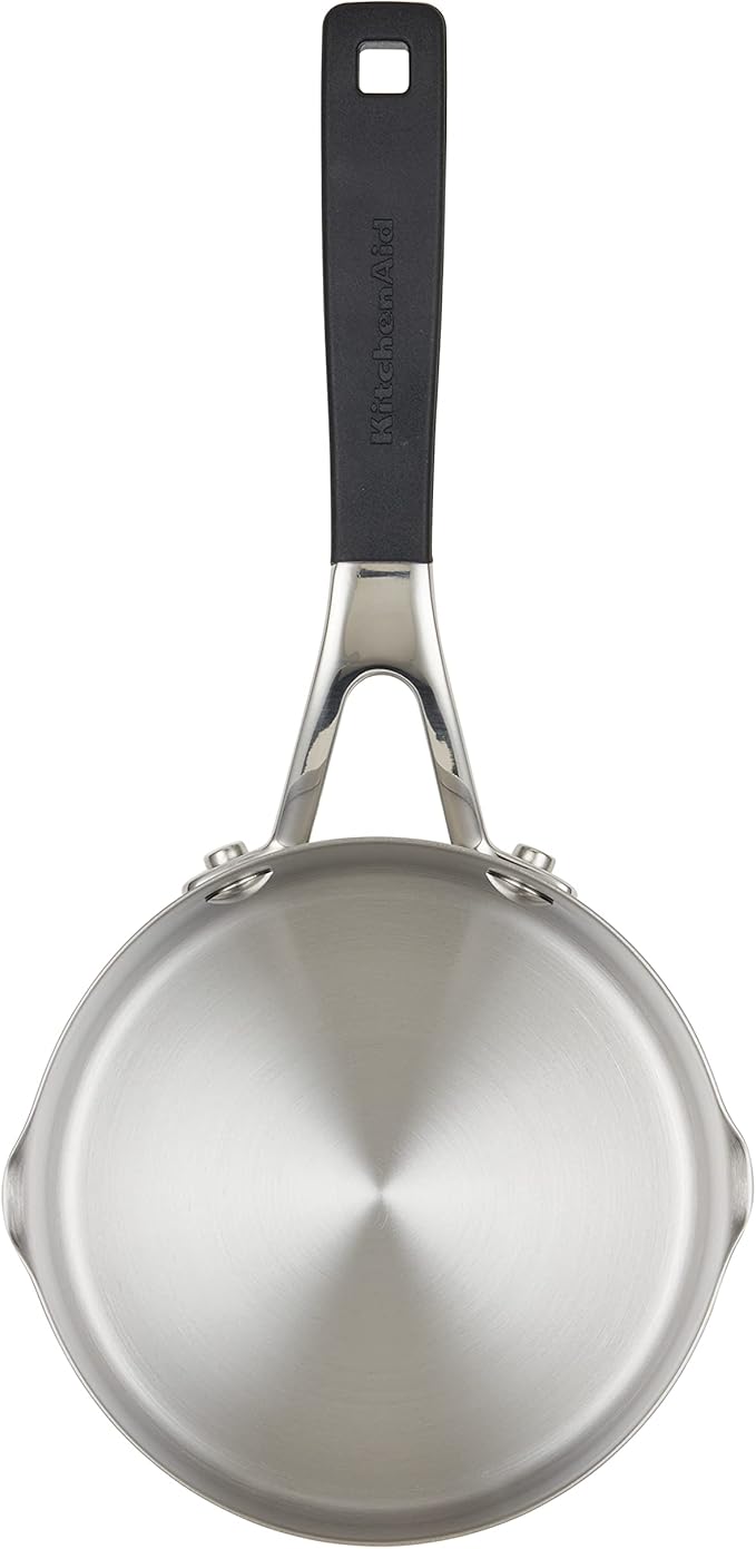 KitchenAid 71018 Stainless Steel Saucepan with Pour Spouts, 1 Quart - Brushed Stainless Steel