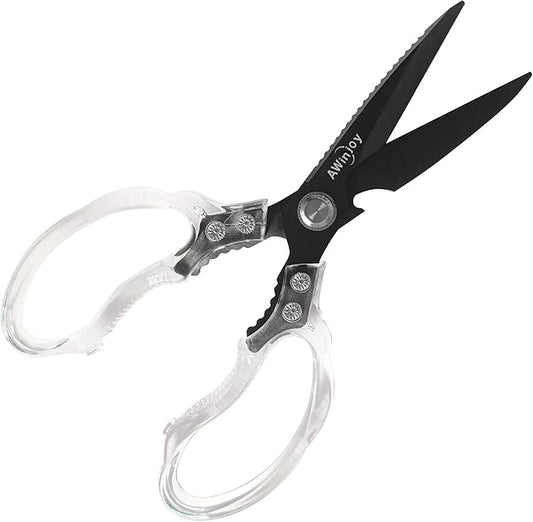 Kitchen Scissors, Heavy Duty Sharp Kitchen Shears, Stainless Steel & Aluminum, Transparent, Serrated Edge, Day Style, 1 Count