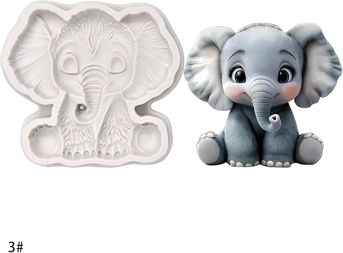 (Four-piece set) Cat with a hat, sitting elephant, sausage dog, DIY silicone mold, cake chocolate mold, wedding cake decoration tool, soft cake