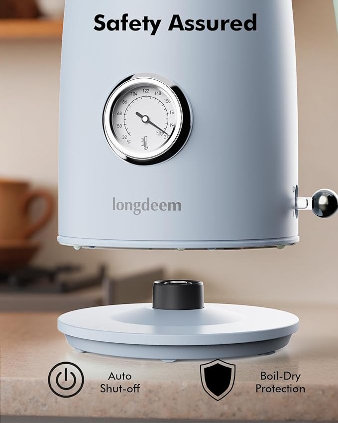LONGDEEM 1L Small Electric Kettles Stainless Steel, Portable Travel Mini Hot Water Boiler Heater, Cool Touch Teapot, Auto Shut-Off & Boil-Dry Protection for Cooking, Business Trip and More, Blue