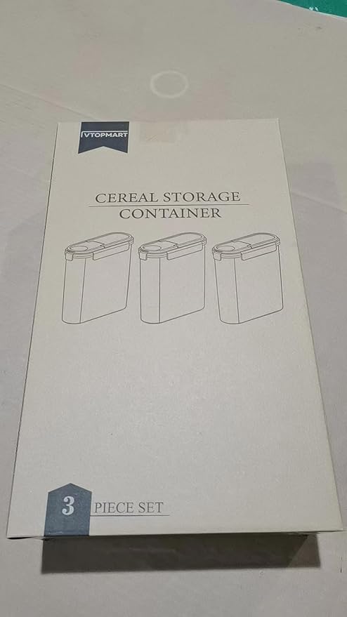 Vtopmart Cereal Containers Set, 3 PCS Airtight Food Storage Container with Flip-Top Lids, Plastic Organizer Dispenser for Kitchen, Pantry Organization (135.2oz/4L)